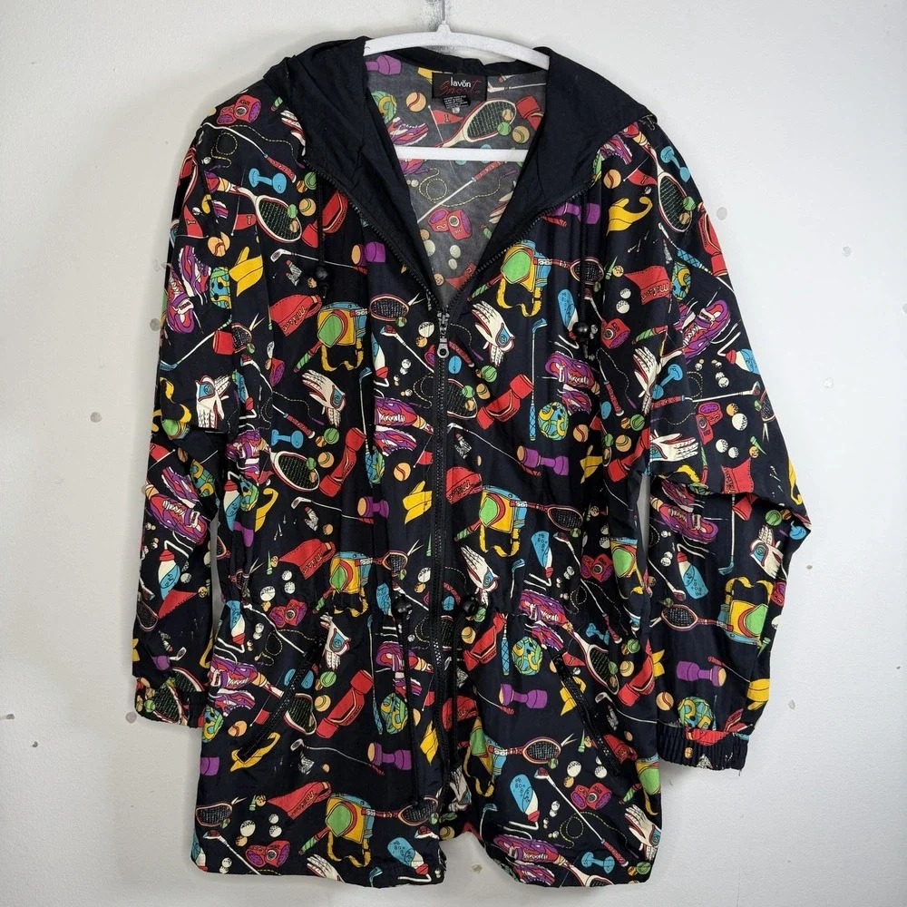 90s Vintage Lavon‎ Sport MED Windbreaker Jacket Tennis Golf Bowling Workout Gym
